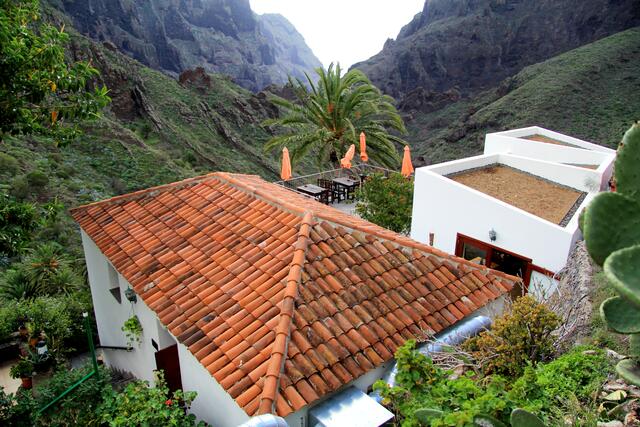 Blick über das Restaurant in die berühmte Masca-Schlucht