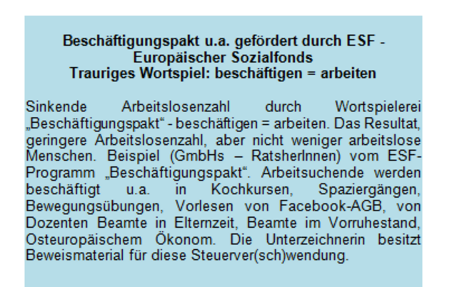 Foto -10 - A-Arbeit "EU-Wortspiel - beschäftigen=arbeiten"