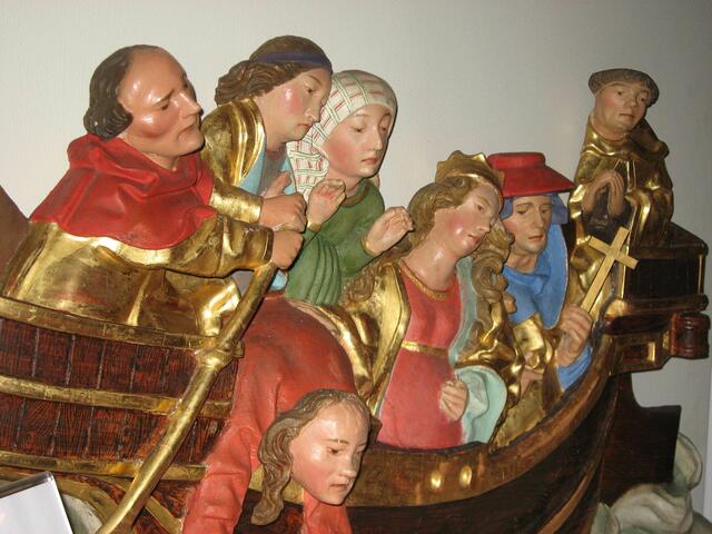 Alle in einem Boot. Das kennen wir doch auch aus der jüngsten Geschichte... und diese Herrschaften waren nicht ganz so nobel gekleidet, wie hier die fromme Reisegesellschaft.