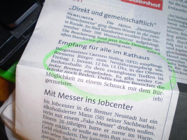 3. Foto: Bürgermeister Dr. Carsten Sieling empfängt am 1. Januar 2016 Bremens Bürger im Rathaus