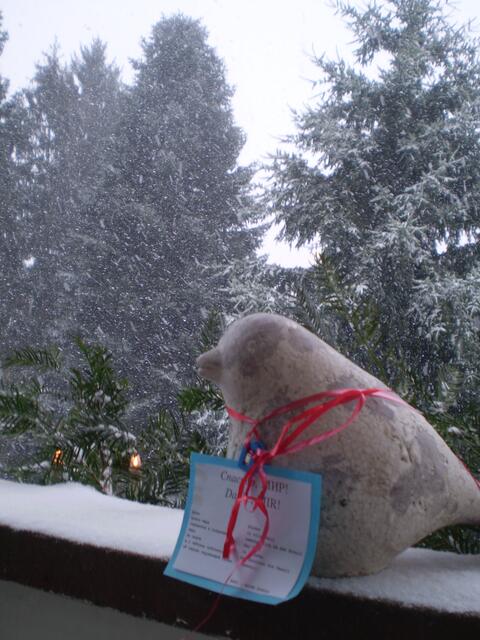 Bremen, 3. Januar 2016: Schultaube mit den Worten "Danke, MIR! Kinder in aller Welt bemühen sich um den Erhalt der Welt in Frieden und schützen die Umwelt liebevoll. BAKI - MEINE SCHULE"