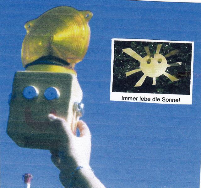 die "Sonne mit den BAKI-Augen" auf dem Plakat "Zukunftswerkstatt UNSERE SCHULE" zur 11. Woche des bürgerschaftlichen Engagements