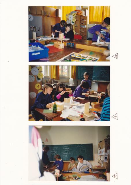 Blick (vor etwa 25 Jahren) in den Raum für Sprachanfänger in der Bremer Schule 003 anlässlich einer Projektwoche zum Thema "Abfallbewältigung"