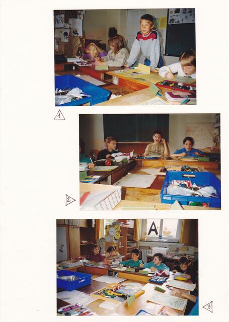 Blick (vor etwa 25 Jahren) in den Raum für Sprachanfänger in der Bremer Schule 003 anlässlich einer Projektwoche zum Thema "Abfallbewältigung"