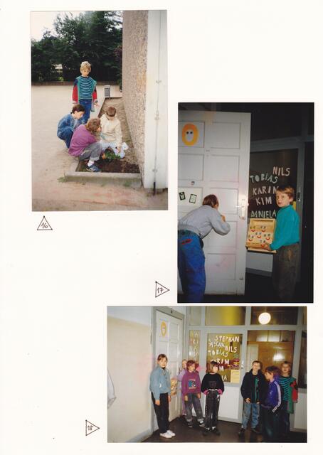 Blick (vor etwa 25 Jahren) auf den Hof und in den Flur der Bremer Schule 003 anlässlich einer Projektwoche zum Thema "Abfallbewältigung"