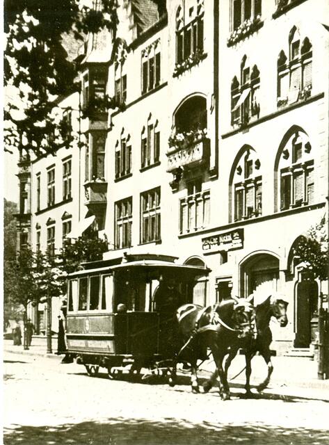 Marburger Pferdebahn 1905 ca. - vor dem Hauptbahnhof