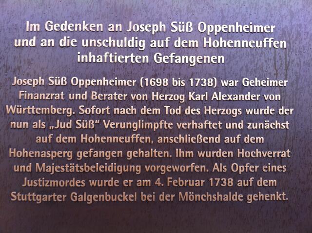 Gedenktafel auf Burgruine Hohenneuffen