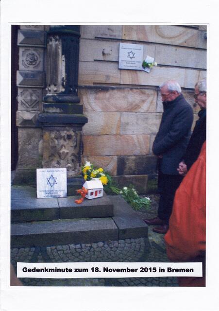 Bilddokument "Gedenkminute zum 18. November 2015 in Bremen" aus der BAKI-Information "Bremen, 2. Dezember 2015, 12. Anti-Mobbing-Tag"