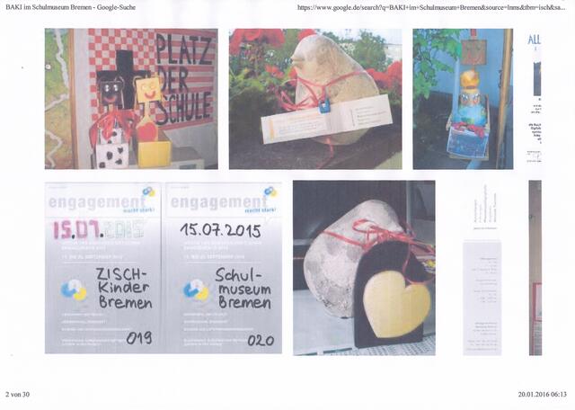 GOOGLE-Suche "BAKI im Schulmuseum Bremen" (Ausschnitt) am 20. Januar 2016, 06:13 Uhr | Foto: GOOGLE