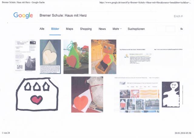 GOOGLE-Suche "Bremer Schule: Haus mit Herz" (Ausschnitt) am 20. Januar 2016, 05:56 Uhr | Foto: GOOGLE