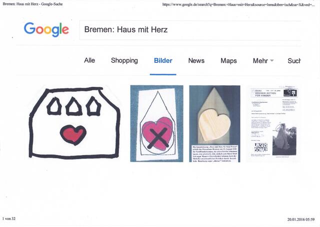 GOOGLE-Suche ""Bremen: Haus mit Herz" (Ausschnitt) am 20. Januar 2016, 05:59 Uhr | Foto: GOOGLE