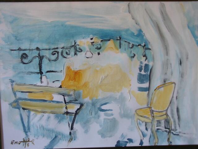 Sommerterasse mit blauer Brise