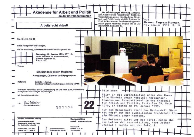 Seite 5 aus der "1. Kopie für den Senat der Freien Hansestadt Bremen am 12. September 2014" (s. GOOGLE) mit dem Bilddokument "Denkmodell HAUS MIT HERZ am 19. Januar 1999 in der Akademie für Arbeit und Politik an der Universität Bremen" von Helmut Kalkus