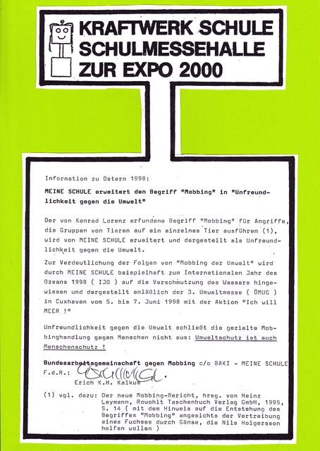 BAKI-These zur EXPO 2000: "Umweltschutz ist auch Menschenschutz!"