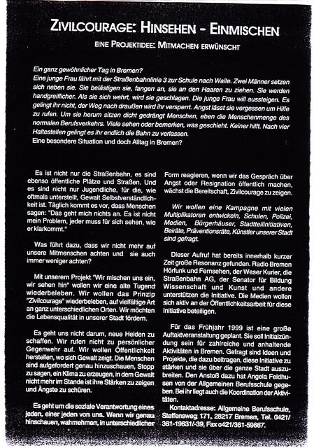 Seite 5 aus dem NACHDRUCK der BAKI-Dokumentation "18. November 1941 - 18. November 2001" zum 27. Januar 2016 | Foto: Schulbeispiele 27/Oktober 1998 - Senat Bremen