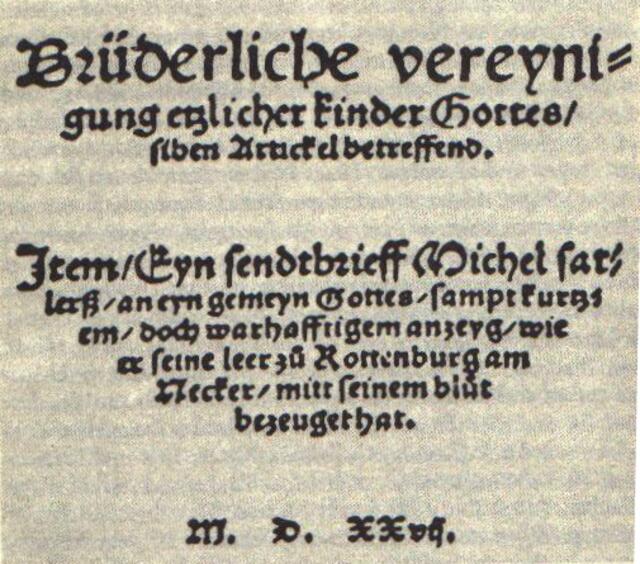 Schleitheimer Artikel: https://de.wikipedia.org/wiki/Schleitheimer_Artikel | Foto: wie vor