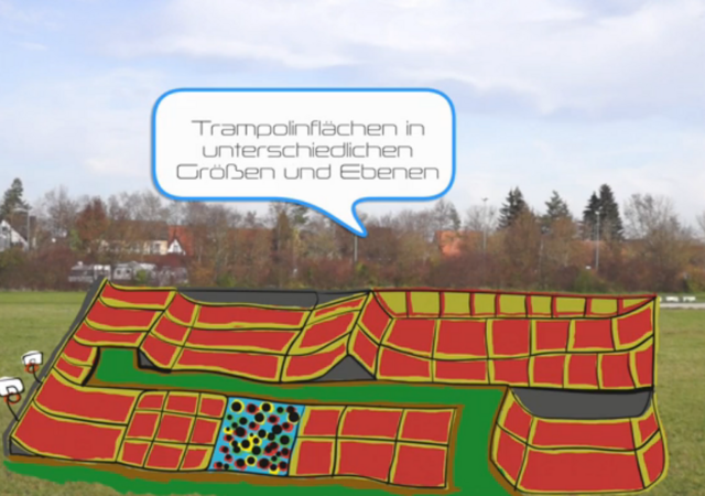2. Idee: Trampolinflächen in unterschiedlichen Größen und Ebenen für mehrere Generationen.