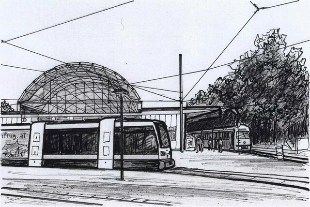 Westbahnhof, Linie 5. Von Maxi Herta Altrogge.
