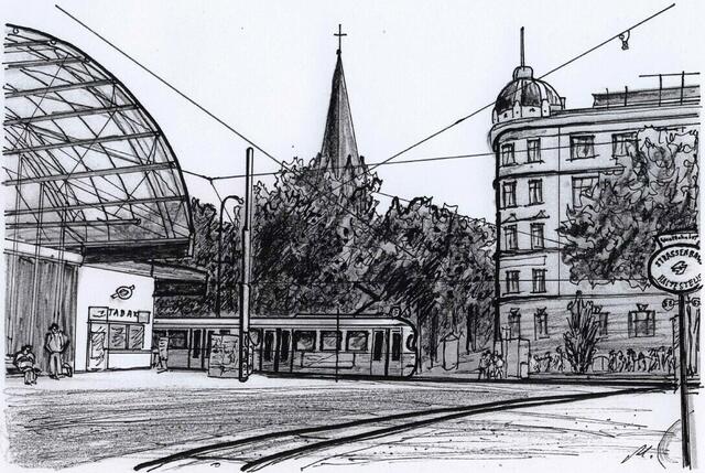 Westbahnhof, Linie 5. Von Maxi Herta Altrogge.