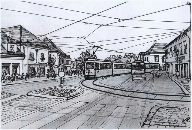 Grinzing Hauptplatz II, Linien 38 und 38A. Von Maxi Herta Altrogge.