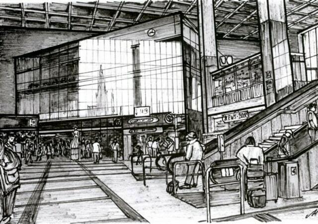 Halle des alten Westbahnhofs. Von Maxi Herta Altrogge.