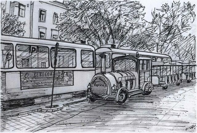 Nußdorf, Endstelle der Linie D und des "Vienna Heurigen Express". Von Maxi Herta Altrogge.