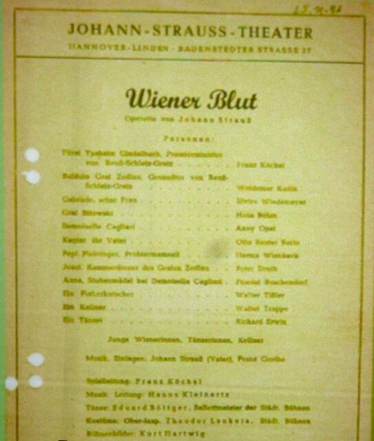 Erstes Stück im Johann-Strauß-Theater, 1946.