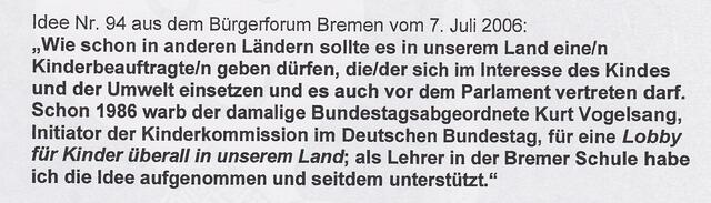 Wortlaut meiner Eingabe an die Bremische Bürgerschaft vom 13. Februar 2007