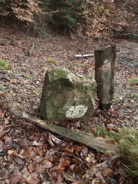 Grenzsteinfragment am Wanderweg.