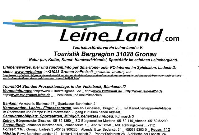 TouristInfo Gronau (Leine): Z.B. u.A. in der Volksbank TouristInfo-Auslage.