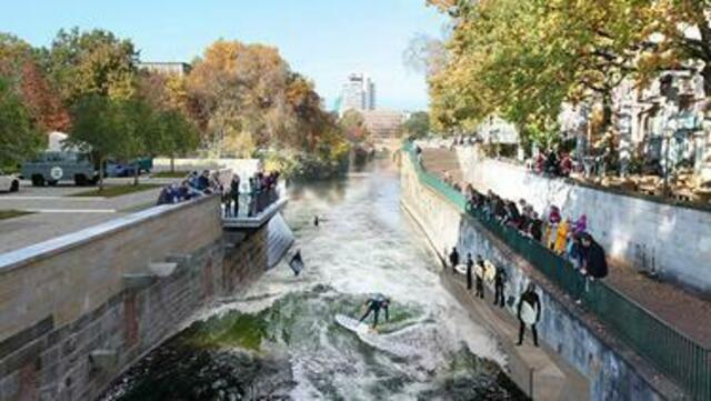 Leinewelle Hannover in Planung: Surfen mit Brett u. Kanu! Die LeineLand-Attraktion für Wassersport und Publikum, wie seit Jahren in München an der Isar. _ http://www.leinewelle.de/die-mission/
https://www.youtube.com/watch?v=Jm5Q6uxoBjs | Foto: Leinewelle.de
