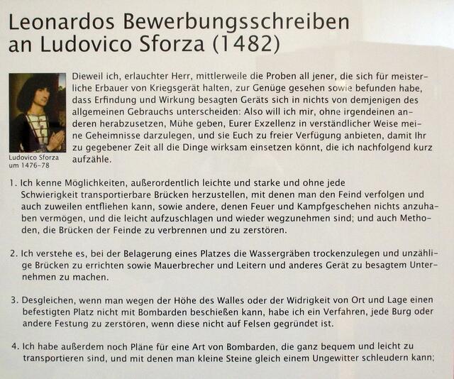 Bewerbungsschreiben - Leonardo da Vincis Maschinen in Naumburg !