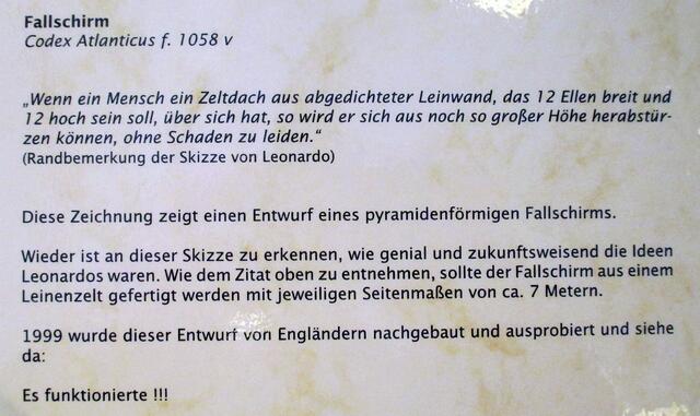 Fallschirm - Leonardo da Vincis Maschinen in Naumburg !