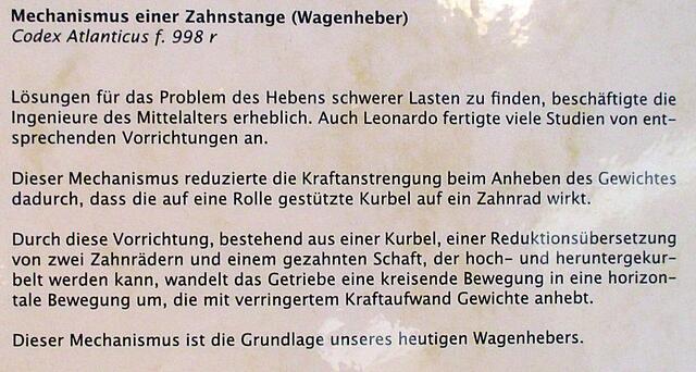 Wagenheber  - Leonardo da Vincis Maschinen in Naumburg !