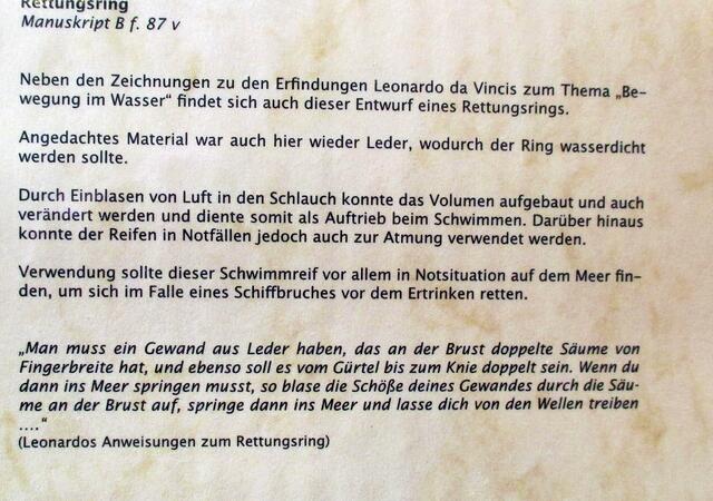 Rettungsring - Leonardo da Vincis Maschinen in Naumburg !