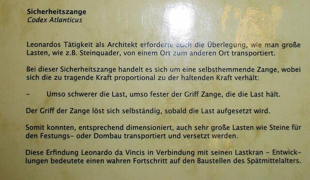 Sicherheitszange - Leonardo da Vincis Maschinen in Naumburg !