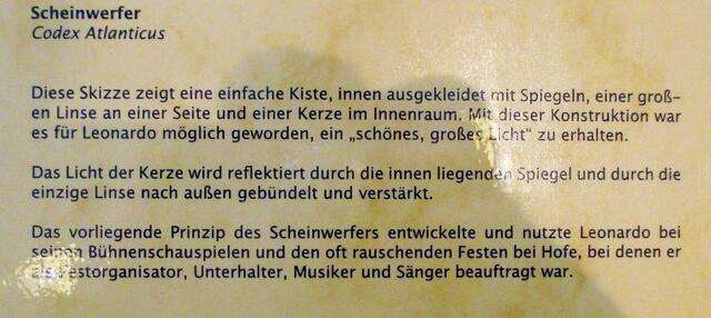 Scheinwerfer - Leonardo da Vincis Maschinen in Naumburg !