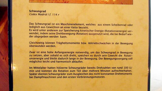 Schwungrad  - Leonardo da Vincis Maschinen in Naumburg !