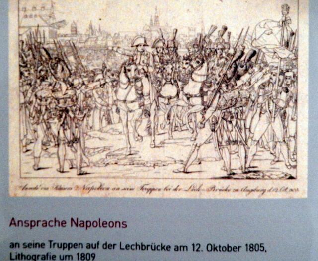 Napoleon auf der Lechbrücke vor Friedberg