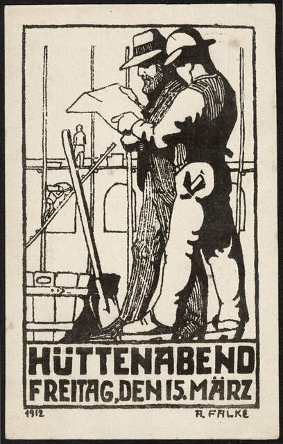 Einladung Hüttenabend, Falke, 1912.