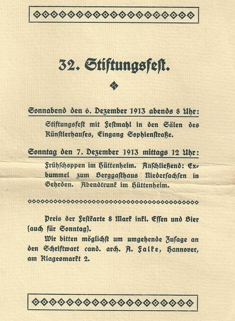 32. Stiftungsfest am 6. und 7. Dezember 1913.