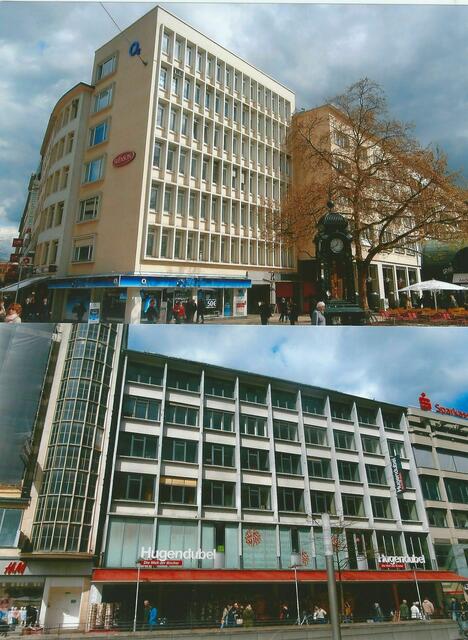 Falke-Bauten Knoop (oben) und Schmorl und von Seefeld (jetzt Hugendubel), 2016.