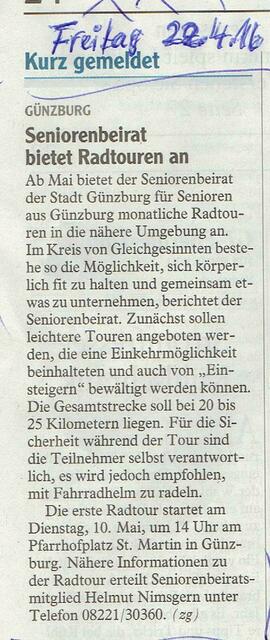 Zeitungsausschnitt aus Günzburger Zeitung