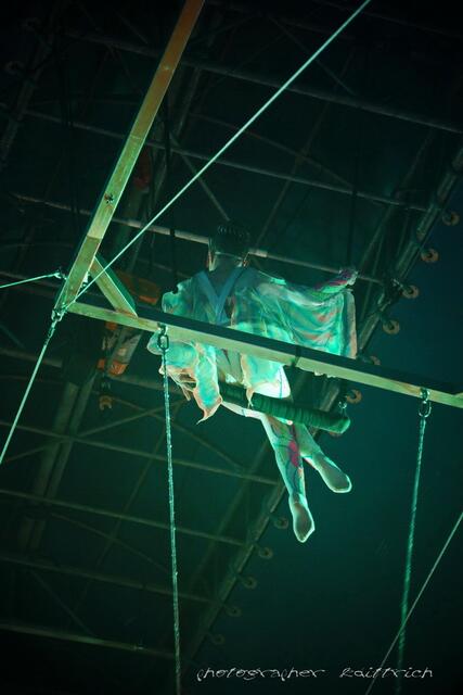 Trapezkünstler. Durch das Sicherheitsnetz konnten wir von unserem Platz aus leider keine ansprechenden Aufnahmen erzielen....