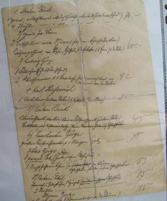 Das ist eine Liste der Möbel, die die Familie Ransenberg vor ihrer Auswanderung an Nachbarn und Freunde verkaufte. Auch diese Liste hatte eine Bürgerin aus Stadtallendorf bei der Stolperstein-verlegung dabei.