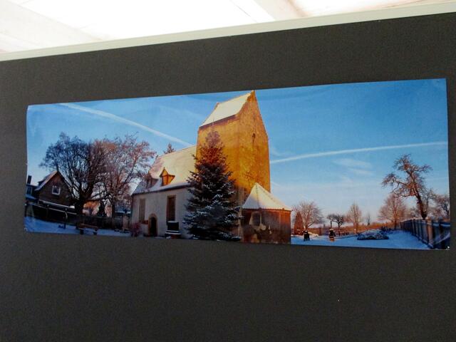 Poster der Dorfkirche im Winter - Fotoausstellung 2016 zum Thema "Rund um die Natur" / Mai 2016 !