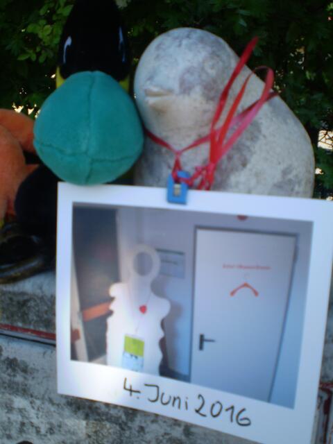 5. Juni 2016: Bremer Schultaube mit der Botschaft "Bremer Schulgeist im Schulmuseum"