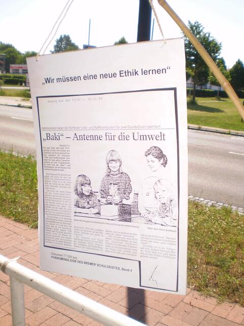 5. Juni 2016: BAKI-Plakat "Wir müssen eine neue Ethik lernen" zu den Deutschen Aktionstagen NACHHALTIGKEIT 2016