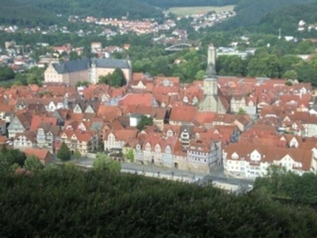 Blick über Hann. Münden mit Welfenschloss und Kirchtürmen