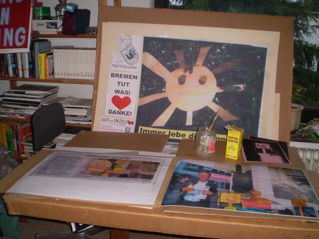 26. August 2016: Blick auf die zwei BAKI-Plakate zum Sommerfest heute auf dem Schosterboorn in Bremen-Hastedt an der (symbolischen) Allee der UN-Ziele